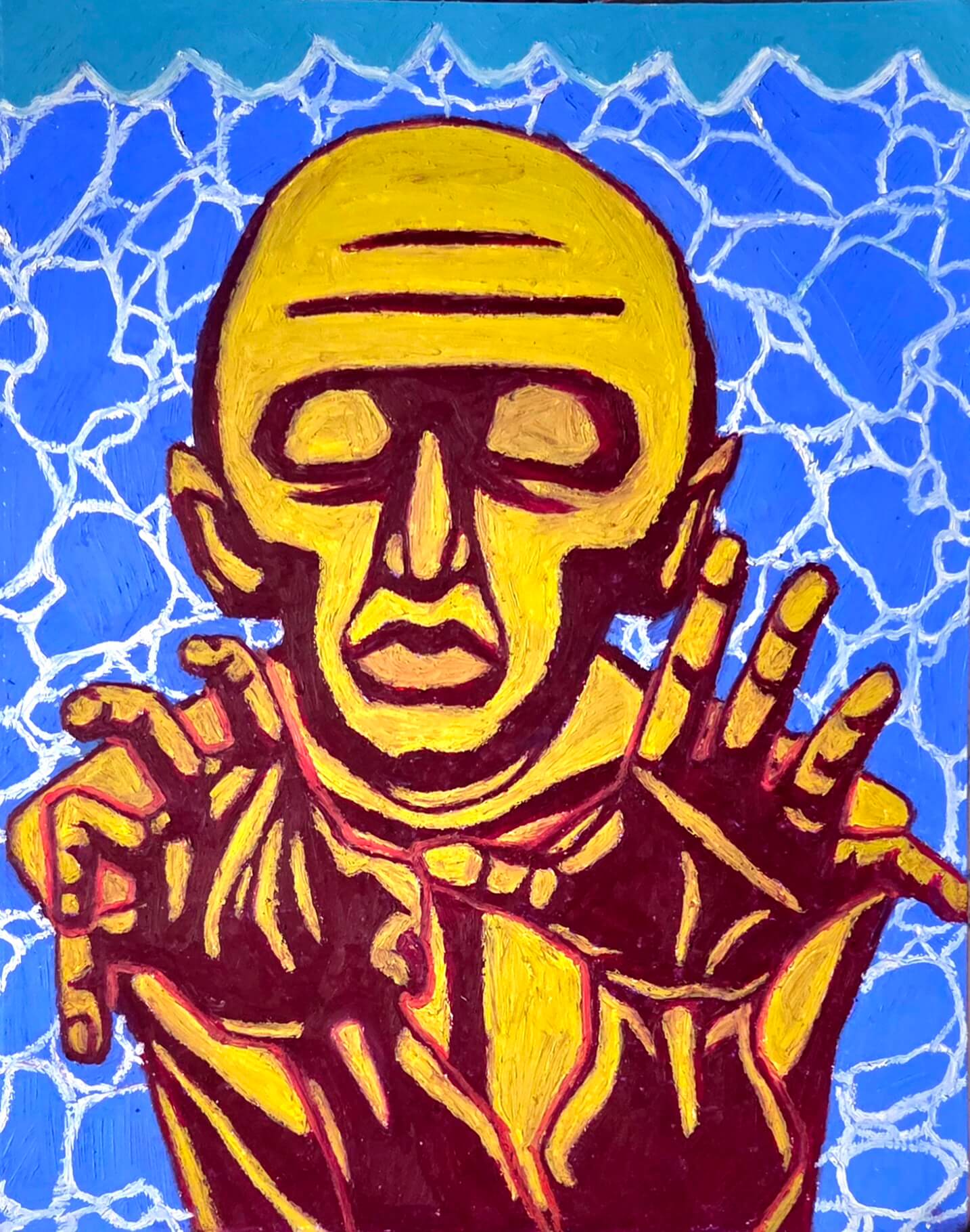 man underwater searching